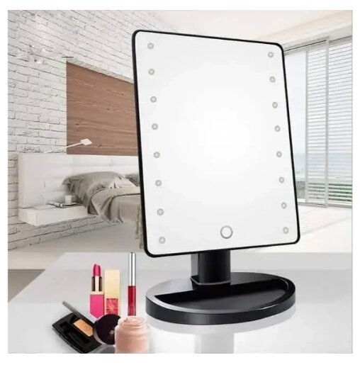 Дзеркало для макіяжу з підсвіткою 16 Led MIRROR Косметичне дзеркало чорне від компанії Магазин "Astoria-gold" - фото 1