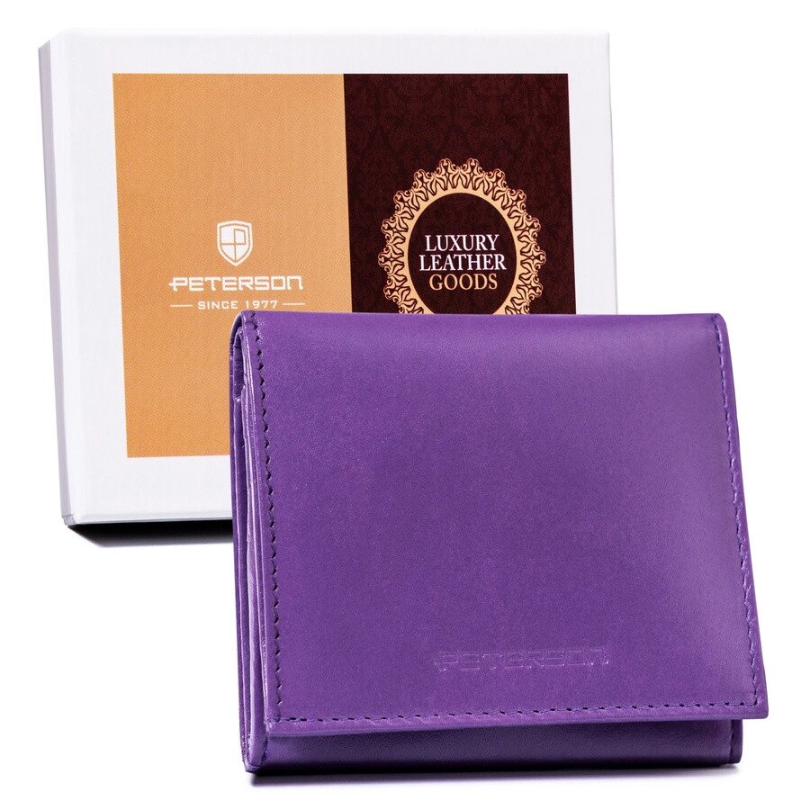 Елегантний маленький жіночий шкіряний горизонтальний RFID гаманець на кнопці бузковий від компанії Магазин "Astoria-gold" - фото 1