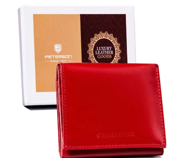 Елегантний маленький жіночий шкіряний горизонтальний RFID гаманець на кнопці червоний від компанії Магазин "Astoria-gold" - фото 1