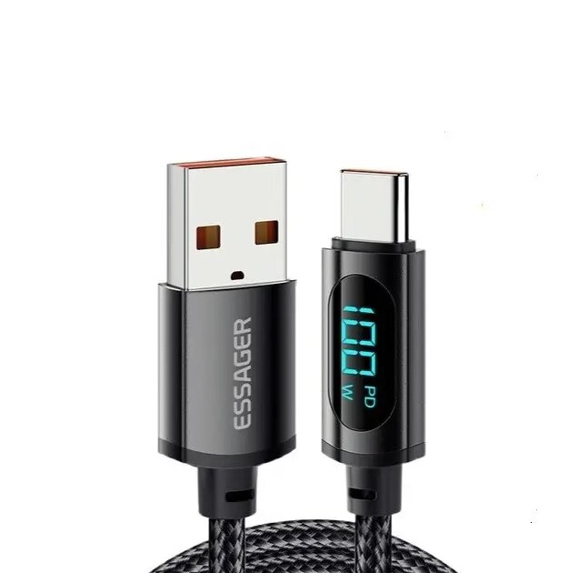 Кабель для швидкого заряджання Essager USB - Type C 100 W з дисплеєм 1 м від компанії Магазин "Astoria-gold" - фото 1