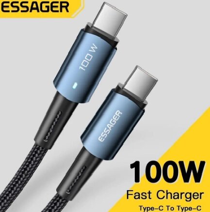 Кабель для швидкого заряджання мобільного телефона Essager PD100W 60 Вт Type C to C 1м від компанії Магазин "Astoria-gold" - фото 1