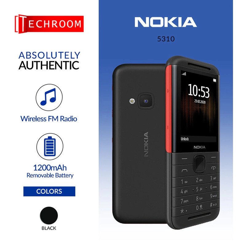 Кнопковий мобільний телефон Nokia 5310 2 сім-карти 1200 Мач чорний від компанії Магазин "Astoria-gold" - фото 1