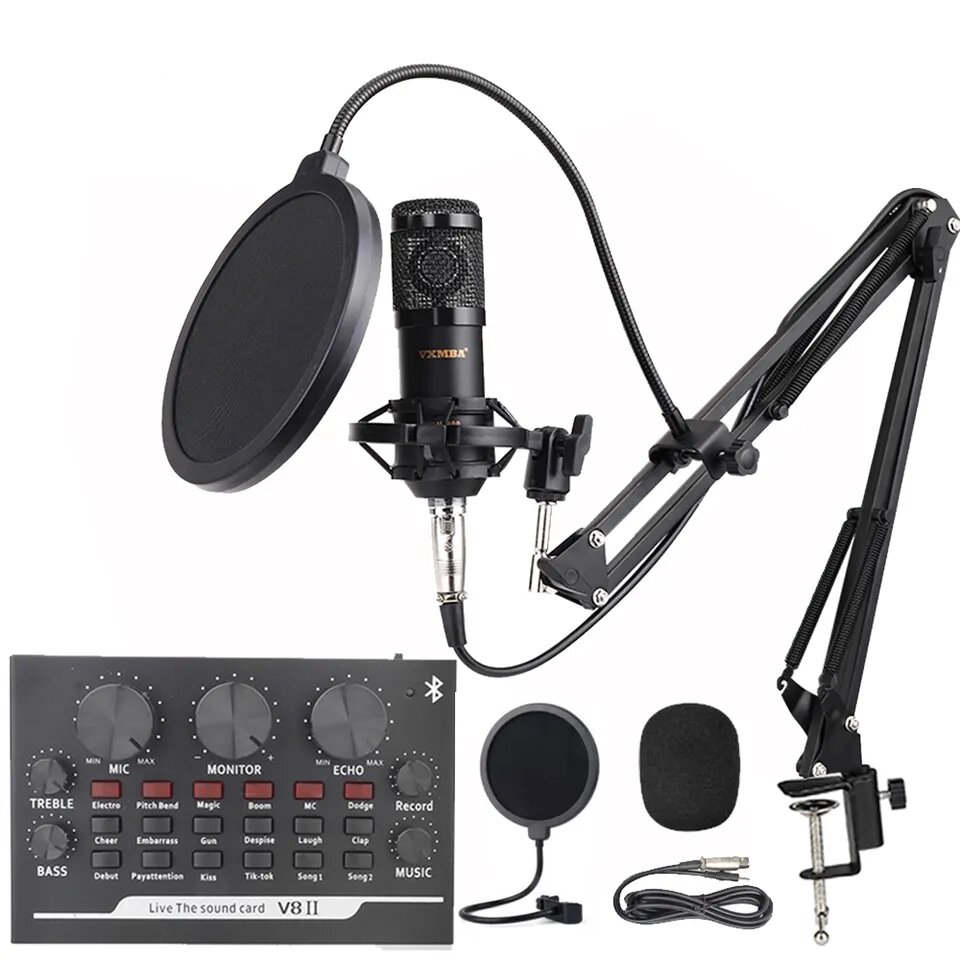 Конденсаторний мікрофон для виступів і запису BM800+V8II з регульованою ножичною підставкою від компанії Магазин "Astoria-gold" - фото 1