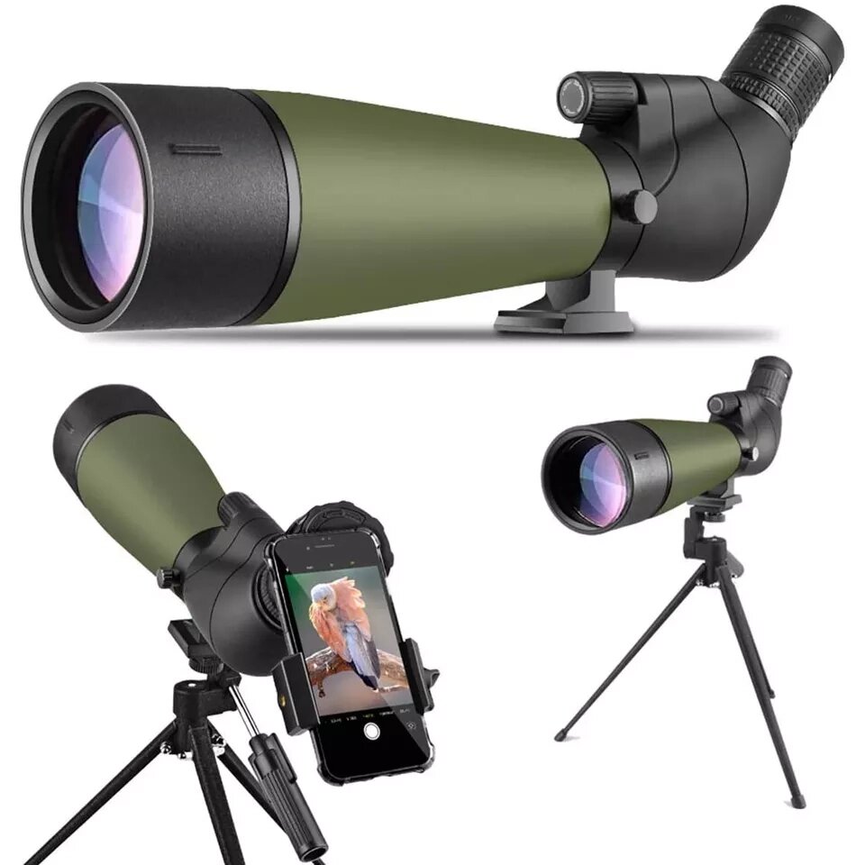 Кутовий телескоп зі штативом водонепроникний 20-60x80 Spotting Scope BAK4 від компанії Магазин "Astoria-gold" - фото 1