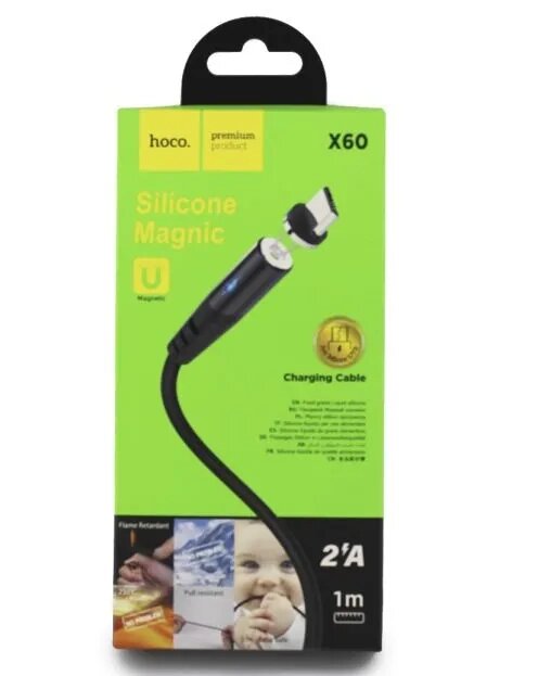 Магнітний кабель для телефона USB — Micro USB hoco x 60 з підсвіткою 1 м від компанії Магазин "Astoria-gold" - фото 1