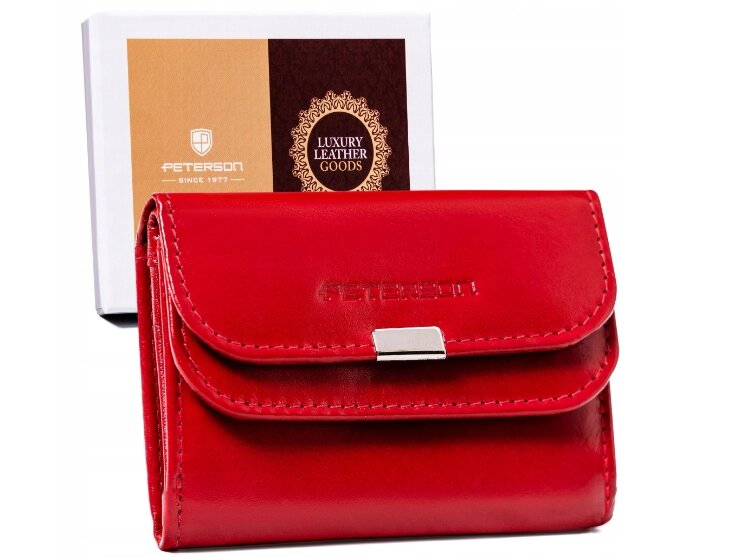Маленький жіночий горизонтальний гаманець із натуральної шкіри з RFID на клямці червоний від компанії Магазин "Astoria-gold" - фото 1
