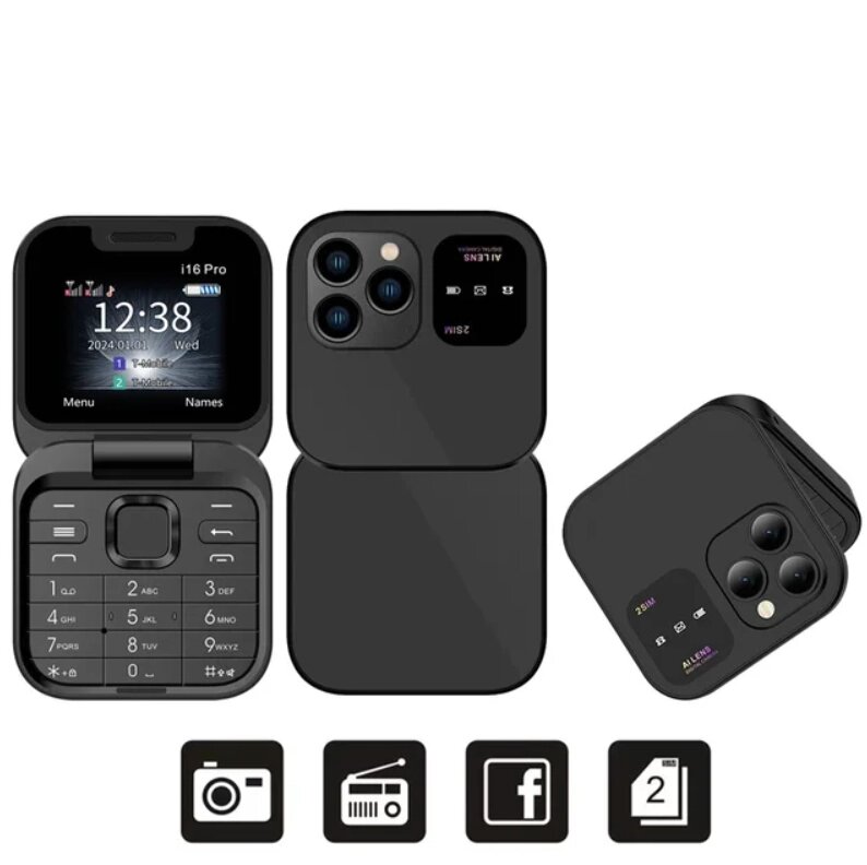Мобільний телефон I16 Pro Mini black, дві сім-карти, фото камера, ліхтарик, підтримка аудіо та відео від компанії Магазин "Astoria-gold" - фото 1