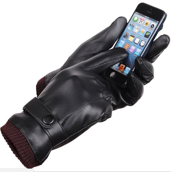 Модельні чоловічі рукавички для сенсорних екранів утеплені (black) код 17 від компанії Магазин "Astoria-gold" - фото 1