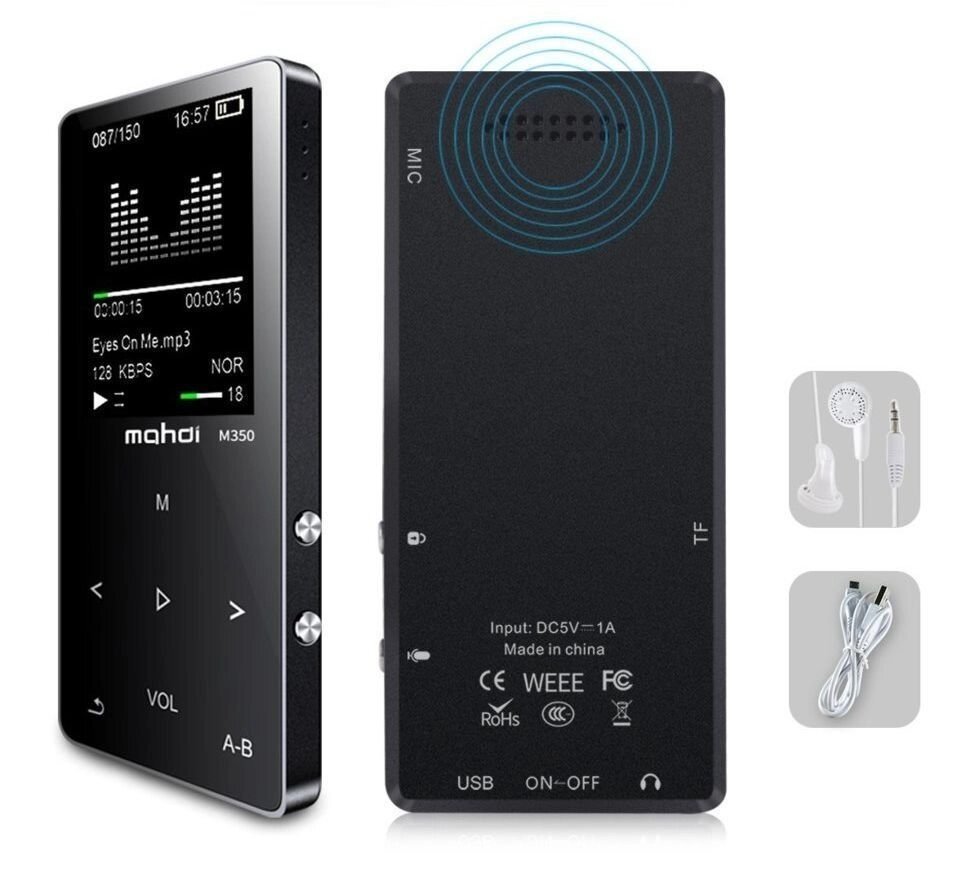 MP3 Плеєр Mahdi M320 16Gb, 80 годин роботи без підзарядки, Bluetooth, чорний від компанії Магазин "Astoria-gold" - фото 1
