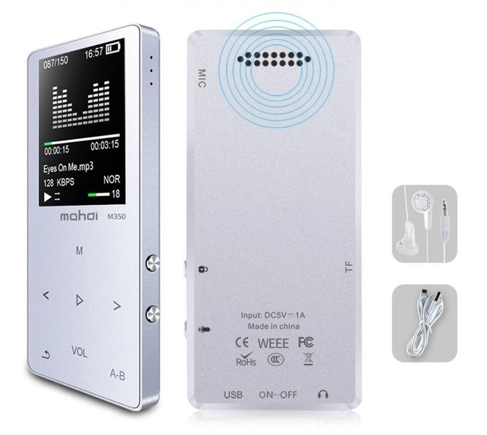 MP3 Плеєр Mahdi M320 16Gb, 80 годин роботи без підзарядки, Bluetooth, срібний від компанії Магазин "Astoria-gold" - фото 1