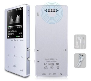 MP3 Плеєр Mahdi M320 8Gb, 80 годин роботи без підзарядки, Bluetooth, срібний