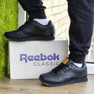 Чоловічі Термо Кросівки Reebok Classic Чорні Зимові Рибок Шкіряні (розміри: 43,44,45) - 76-3