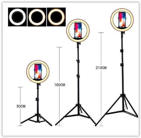 Набір для зйомки Кільцева LED лампа 26 см з тримачем для телефону і штативом 2м від компанії Магазин "Astoria-gold" - фото 1