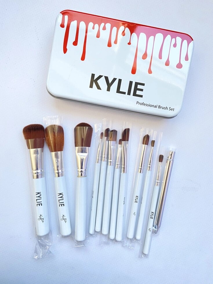 Пензлик для макіяжу Косметичний пензлик KYLIE Make-up білий 12 шт. від компанії Магазин "Astoria-gold" - фото 1