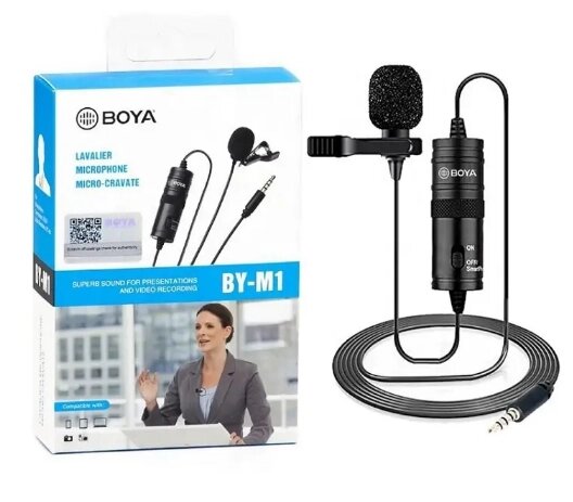 Петличний мікрофон BOYA BY-M1 для мобільного телефона, планшета, камери, диктофона від компанії Магазин "Astoria-gold" - фото 1