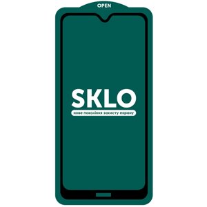 Захисне скло SKLO 5D для Xiaomi Redmi 9 чорний + комплект для клеєння