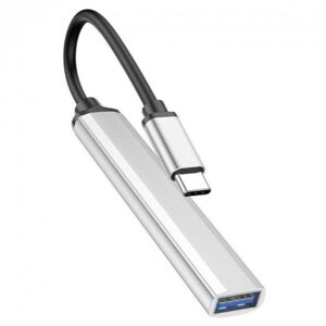 USB-адаптер перехідник Type-C to USB 3.0*1+USB 2.0*3 Підтримка жорсткого диска до 1 ТБ срібло