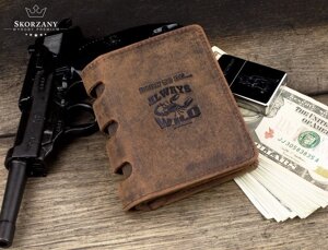 Шкіряний темно-коричневий гаманець для чоловіків Always Wild код 177