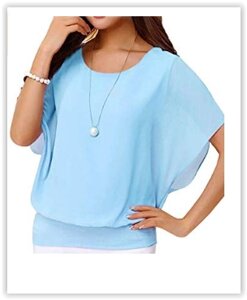 Блузка жіноча шифонова, хіт продажів в США, розмір xs-xxl, блакитний