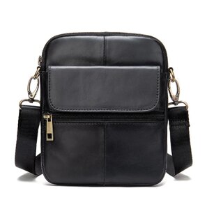 Чоловіча шкіряна сумка через плече Luufan чорна