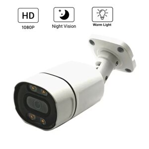 Вулична водонепроникна камера відеоспостереження 1080P DC12V 4 MP, тепле світло, нічного бачення
