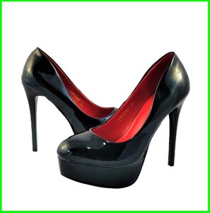 Жіночі Чорні Туфлі на Каблуку Шпильке Лакові Модельні (розміри: 36,37,38,39) — 157