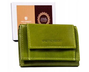 Жіночий шкіряний гаманець Peterson зелений PTN RD-AL5617-MCL-LG на кнопці горизонтальний