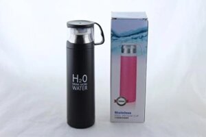 Термос сталевий H2O 500 мл, чорний із чашкою