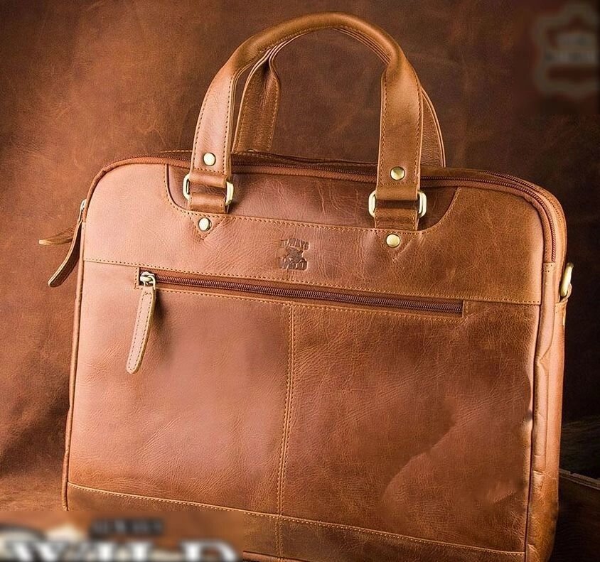 Чоловіча шкіряна сумка коричневого кольору Always Wild 2 кольори - фото