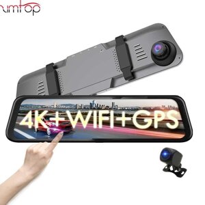 Автомобільний відеореєстратор Zimtop 4K WiFi gps нічного бачення, дзеркало заднього виду