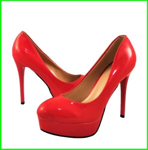 Жіночі Червоні Туфлі на Каблуку Шпильке Лакові Модельні (розміри: 36,37,38,40) — 161