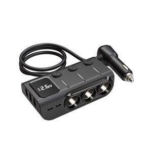 Автомобільний зарядний пристрій GC013 USB PD 120W незалежний перемикач