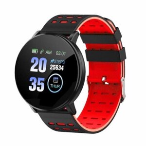 Смарт годинник Smart Watch 119 Plus-фітнес браслет з тонометром, пульсометром і крокомер червоним