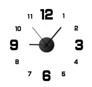 Безкаркасний настінний годинник зроби сам 40 х 40 см Чорний Безшумний годинник