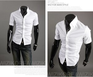 Ошатна сорочка чоловіча біла класична M-XXL код 59