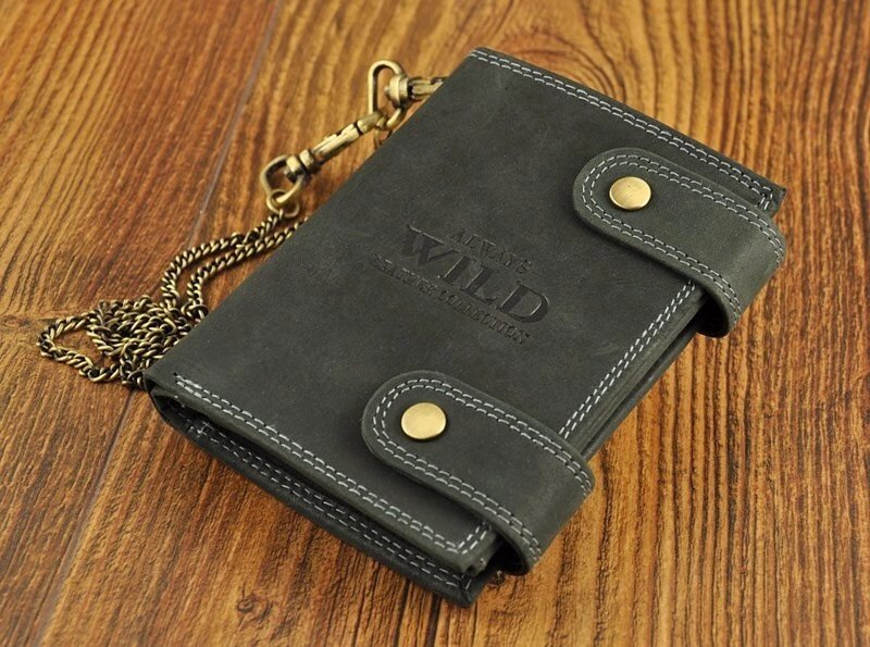 Чоловічий гаманець-портмоне з ланцюгом Always Wild натуральна шкіра чорний, коричневий - особливості