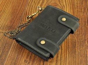 Чоловічий гаманець-портмоне з ланцюгом Always Wild натуральна шкіра чорний, коричневий