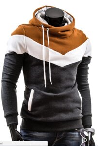 Контрастний чоловічий светр з коміром-хомут ХL-XXL