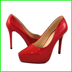 Жіночі Червоні Туфлі на Каблуку Шпильке Лакові Модельні (розміри: 36,37,38,39) - 16-2