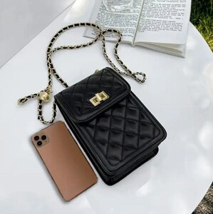 Елегантна стьобана чорна сумка через плече