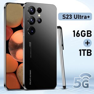 Смартфон S23 Ultra + 6,8-дюймовий великий екран 4G/5G з двома Sim-картами, 6800 мА·год, 16 ГБ + 1 ТБ