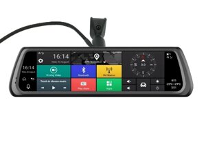 Автомобільний відеореєстратор-дзеркало DVR 10-дюймовий IPS сенсорний екран 4G Android GPS Wi-Fi ADAS 2 камери
