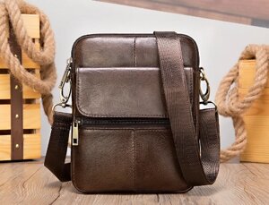 Чоловіча шкіряна сумка через плече Luufan коричнева