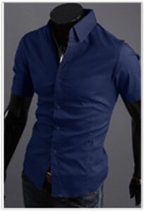 Ошатна сорочка чоловіча синє класичне M-XXL код 59