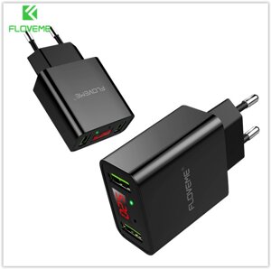 Блок зарядки Floveme на ДВА USB 5V2.2A з дисплеєм Швидка зарядка