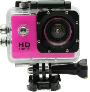 Екшн камера SJ4000 рожева якість зйомки за технологією HD - 1080P + екстрим бокс і повна комплектація кріплень