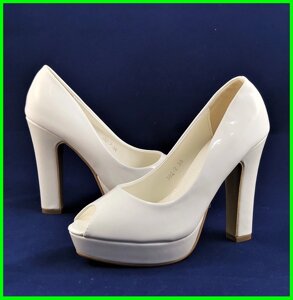 Жіночі Білі Туфлі на Кабуці Лакові моделі (розміри: 36,37,38,39,40) - 02-2