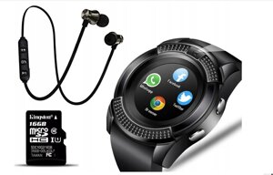 Сенсорні смарт годинник Smart Watch V8 + карта пам'яті 16GB + bluetooth навушники В ПОДАРУНОК !!!!