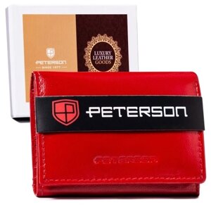 Жіночий шкіряний гаманець Peterson червоний PTN RD-200-GCL RED виробництво Польща