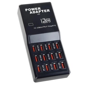 Розумний 12-портовий USB-зарядний пристрій для мобільного телефона 5V3A швидкий заряджання для смартфонів